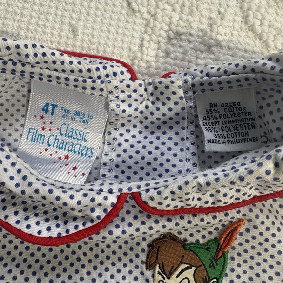 Girls Dress VTG Peter Pan Disney Classic Film Character Sz 4T Polka Dots Rare - Picture 3 of 5